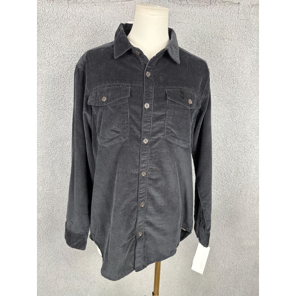 Roxy Women's Corduroy Button-Up Shirt W/Pockets Black Size X Small New With Tags